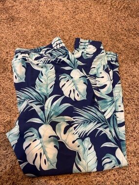 Tommy Bahama Tropical Leaf Print jogger style Pants - Navy & Teal
